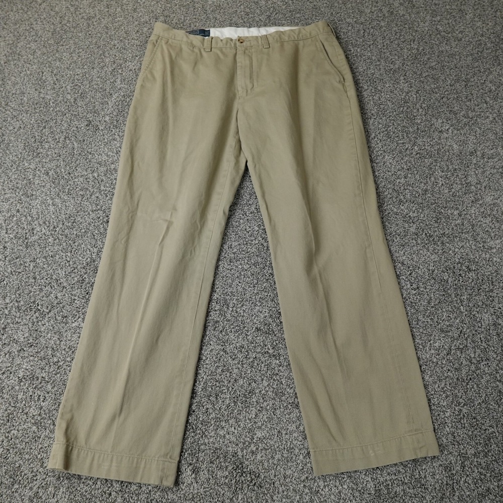 VTG Polo Ralph‎ Lauren Pants Mens 38X32 Brown Beige Pony Preston Chino Trouser